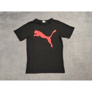 PUMA Shirt YOUTH Boys XL 18/20 Black Red Logo Short Sleeve